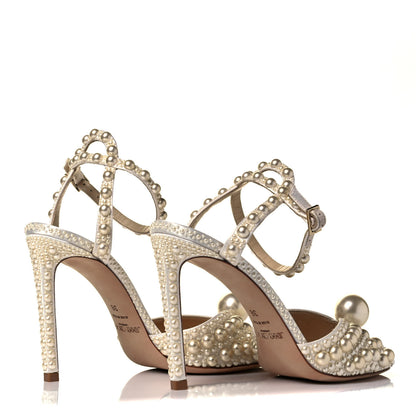 Jimmy Choo Pearl Satin Sacora 100 Sandals 36 White 4 of 7