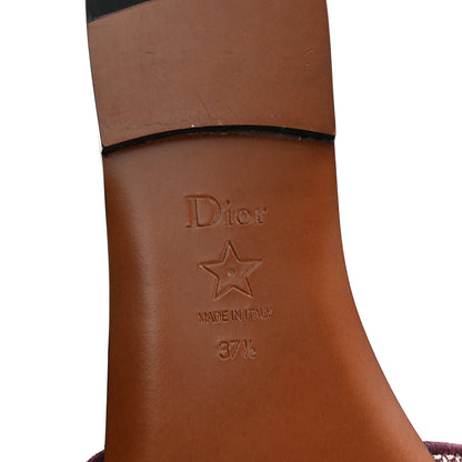 Christian Dior Canvas Embroidered Dway Mules Slide Sandals 37.5 Burgundy 7 of 9