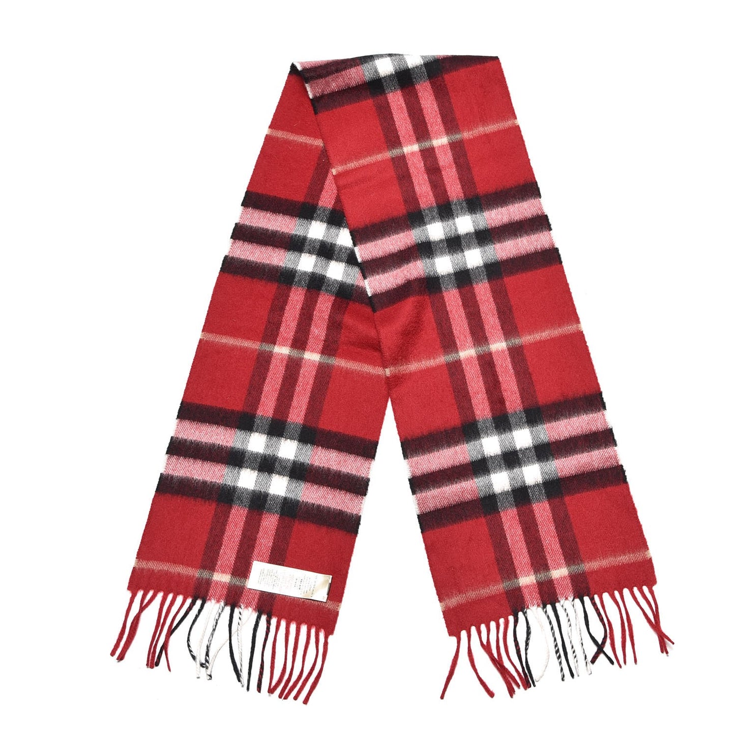 Cashmere Classic Check Fringe Scarf Parade Red