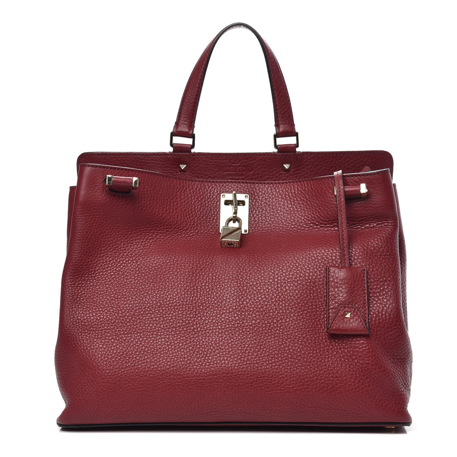Valentino Garavani Pebbled Calfskin Large JoyLock Satchel Camelia 1 of 12