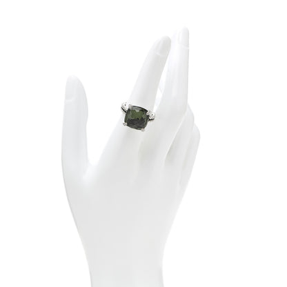 David Yurman Sterling Silver Diamond Green Orchid 14mm Chatelaine Ring 54 6.75 2 of 5