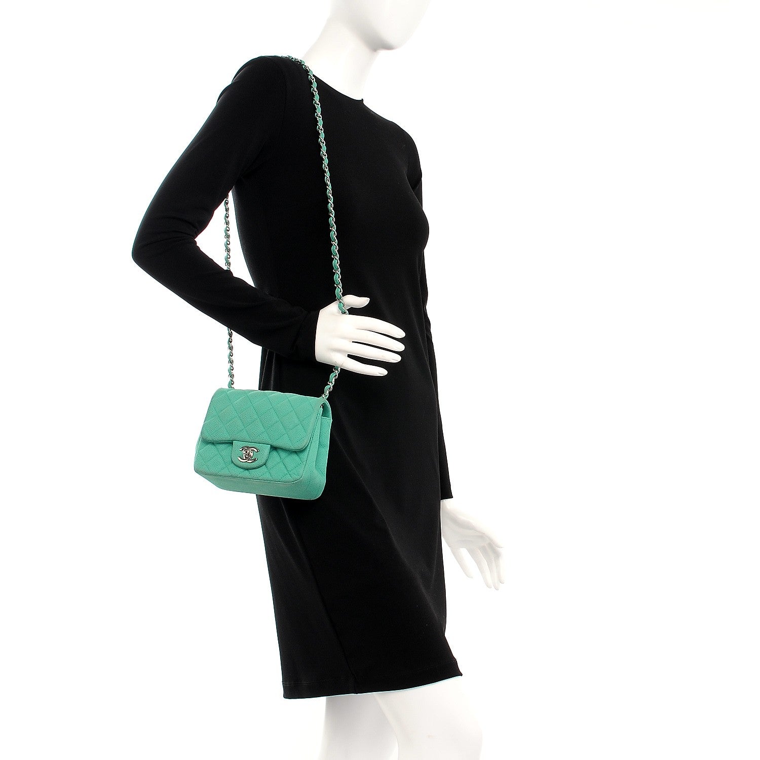 Chanel Iridescent Caviar Quilted Mini Square Flap Green 2 of 8
