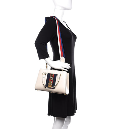 Gucci Calfskin Medium Sylvie Top Handle Tote White 2 of 11