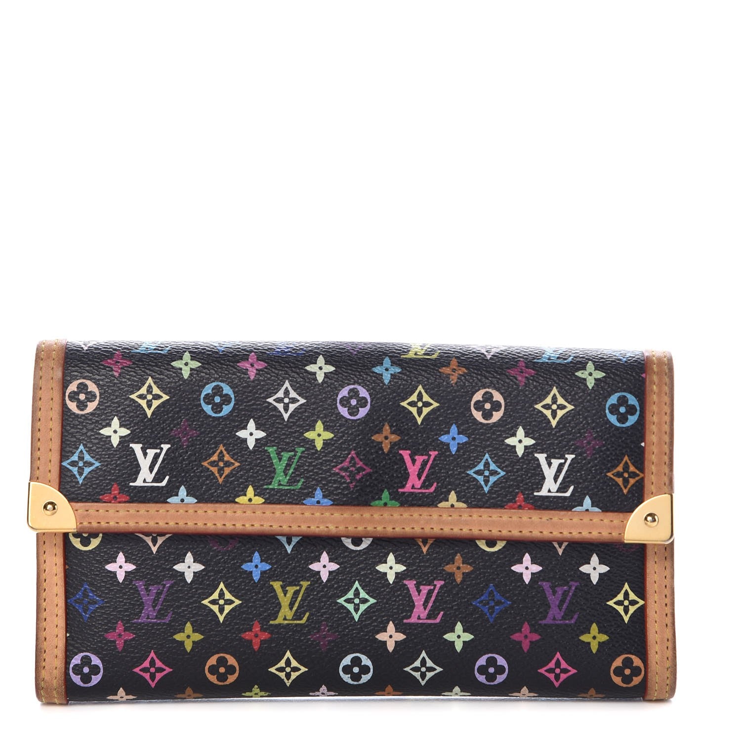 Louis Vuitton Monogram Multicolor Porte Tresor International Wallet Black 1 of 7