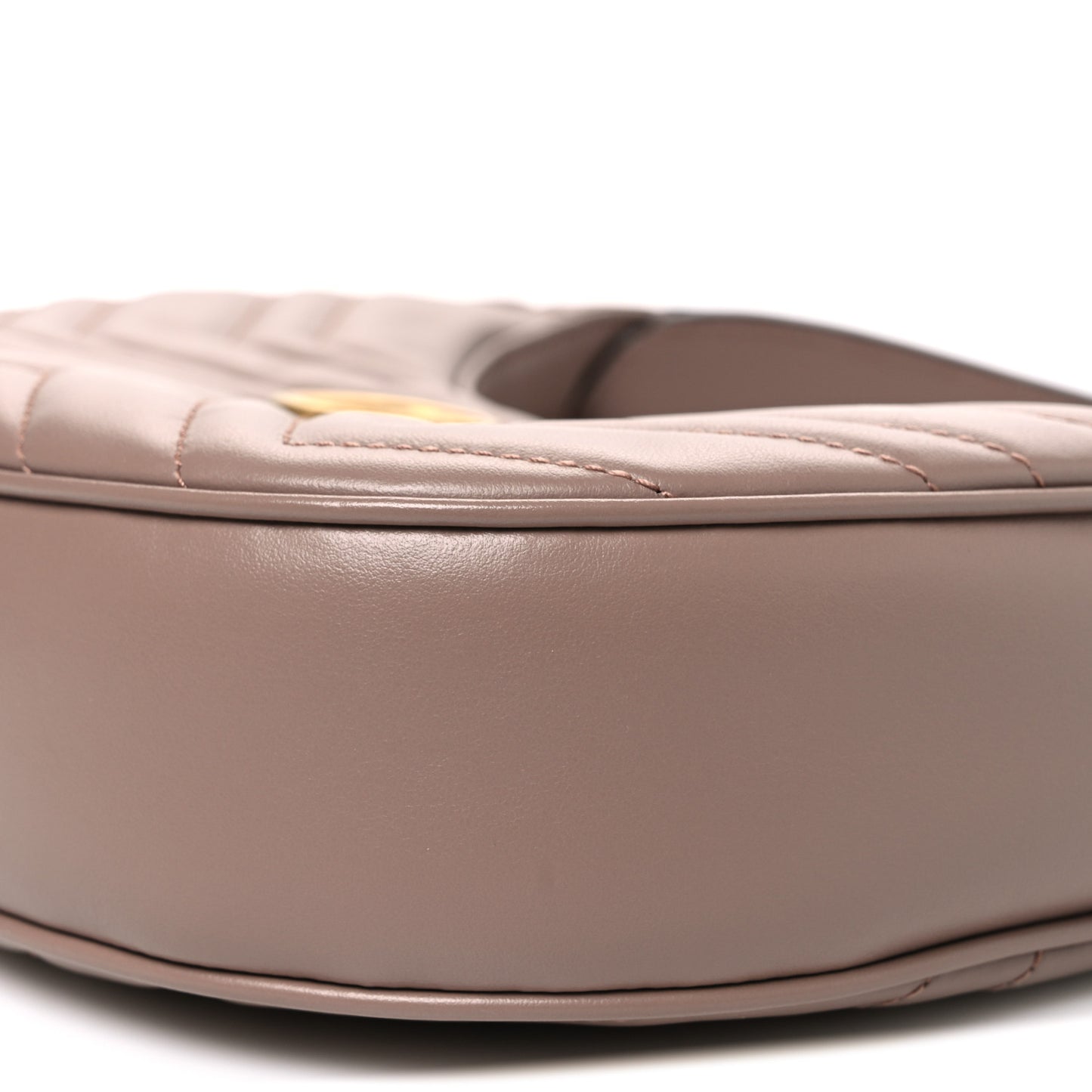 Calfskin Matelasse Chevron Mini GG Marmont Half Moon Hobo Porcelain Rose