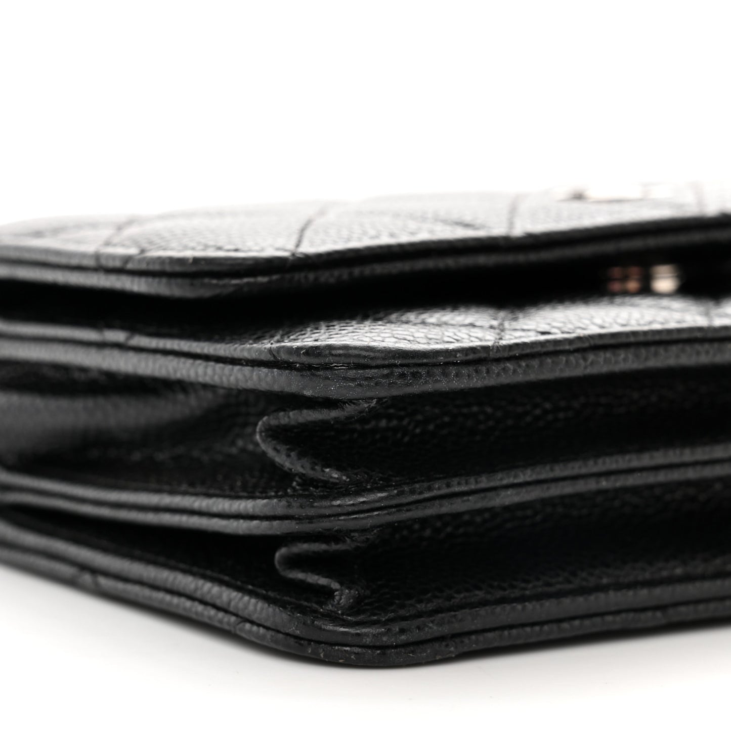 Caviar Quilted Mini Wallet On Chain WOC Black