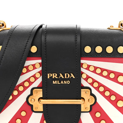 Prada City Calf Saffiano Studded Cahier Bag Blue Fuoco 8 of 16