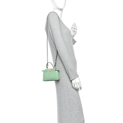 Fendi Shiny Nappa Micro Peekaboo Iconic Satchel Verde Acqua 2 of 9