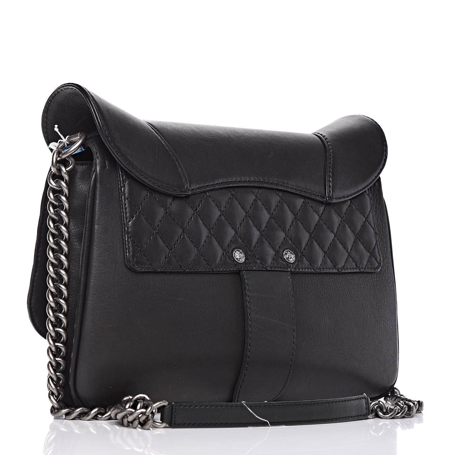 Chanel Calfskin Quilted Large Ride My Bag Messenger Black 3 of 13