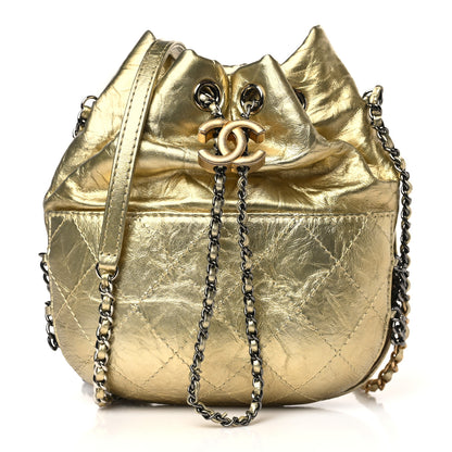 Chanel Metallic Aged Calfskin Quilted Small Gabrielle Bucket Gold 1 of 9