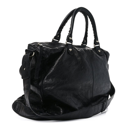 Balenciaga Agneau Classic Silver Hardware Weekender Black 3 of 12