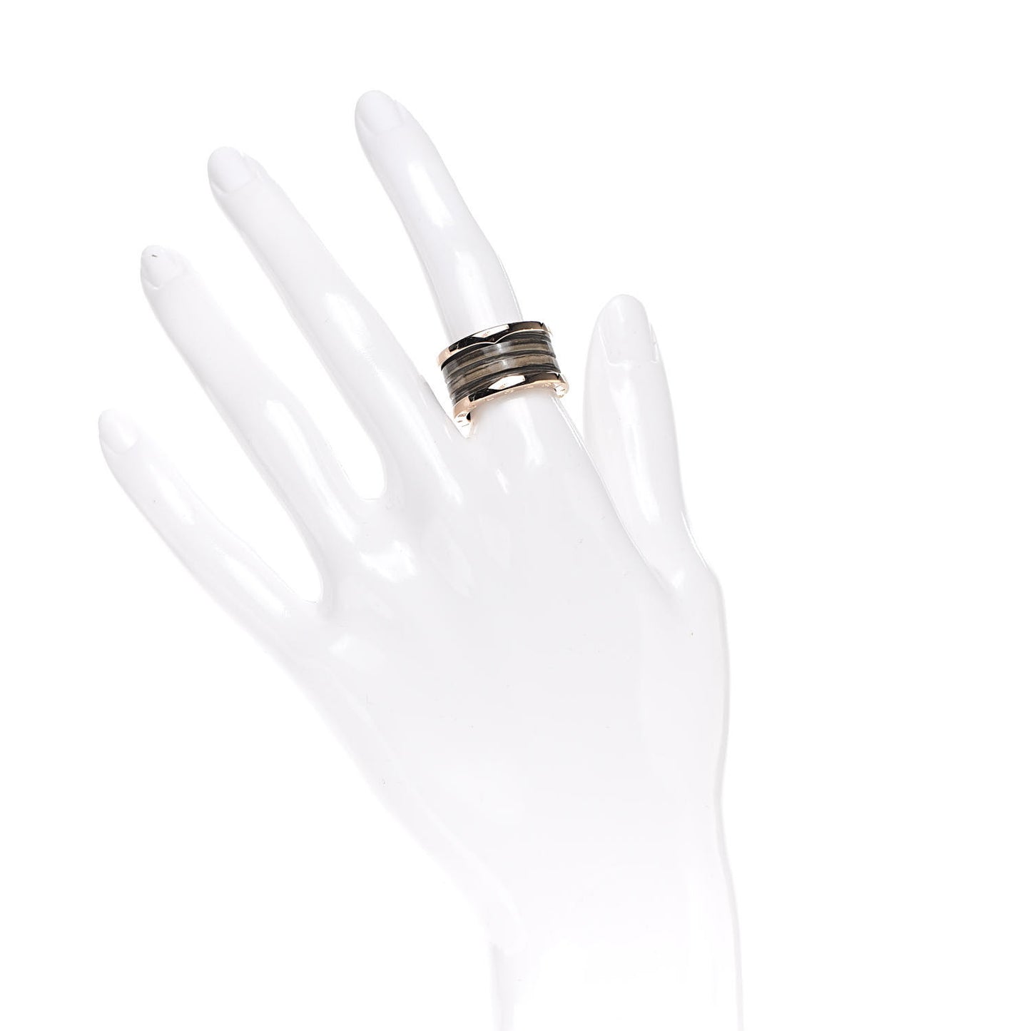 18K Rose Gold Brown Marble B.Zero1 Four-Band Ring 52 6