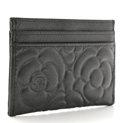 Chanel Goatskin Camellia Embossed Card Holder Grey 3 of 8