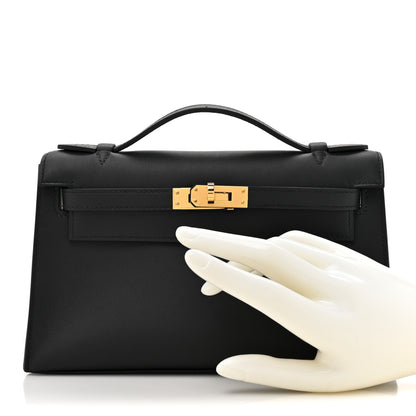 Hermes Swift Kelly Pochette Clutch Black 2 of 8