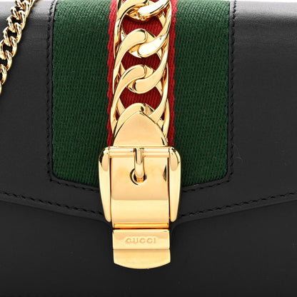Gucci Calfskin Super Mini Sylvie Chain Shoulder Bag Black 7 of 9