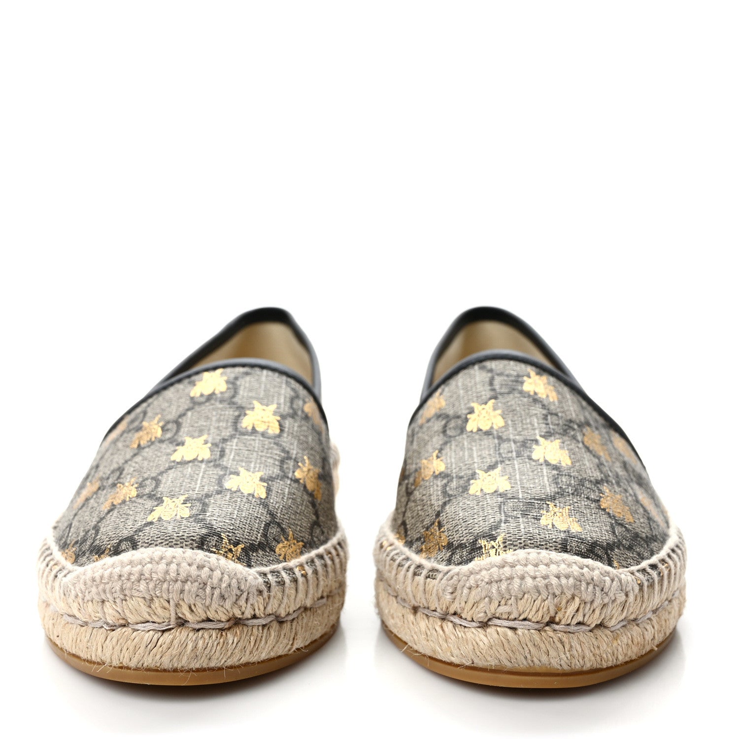 Gucci GG Supreme Monogram Bees Espadrille Flats 36 Beige Ebony Oro Black 2 of 8