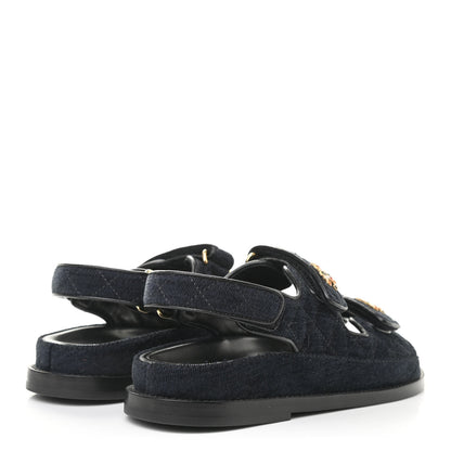 Chanel Denim Quilted Velcro Dad Sandals 35 Blue 4 of 9