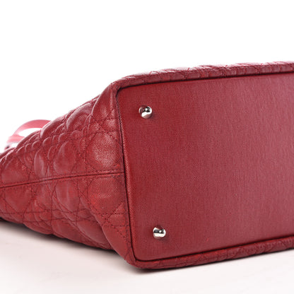 Christian Dior Coated Canvas Cannage Small Panarea Tote Red 8 of 9