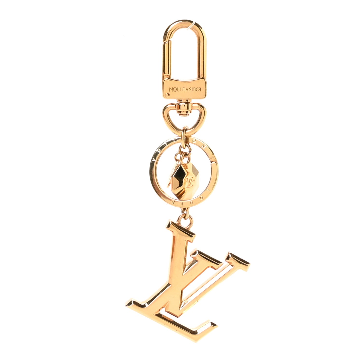 Louis Vuitton Metal LV Facettes Bag Charm Key Holder Gold 1 of 5