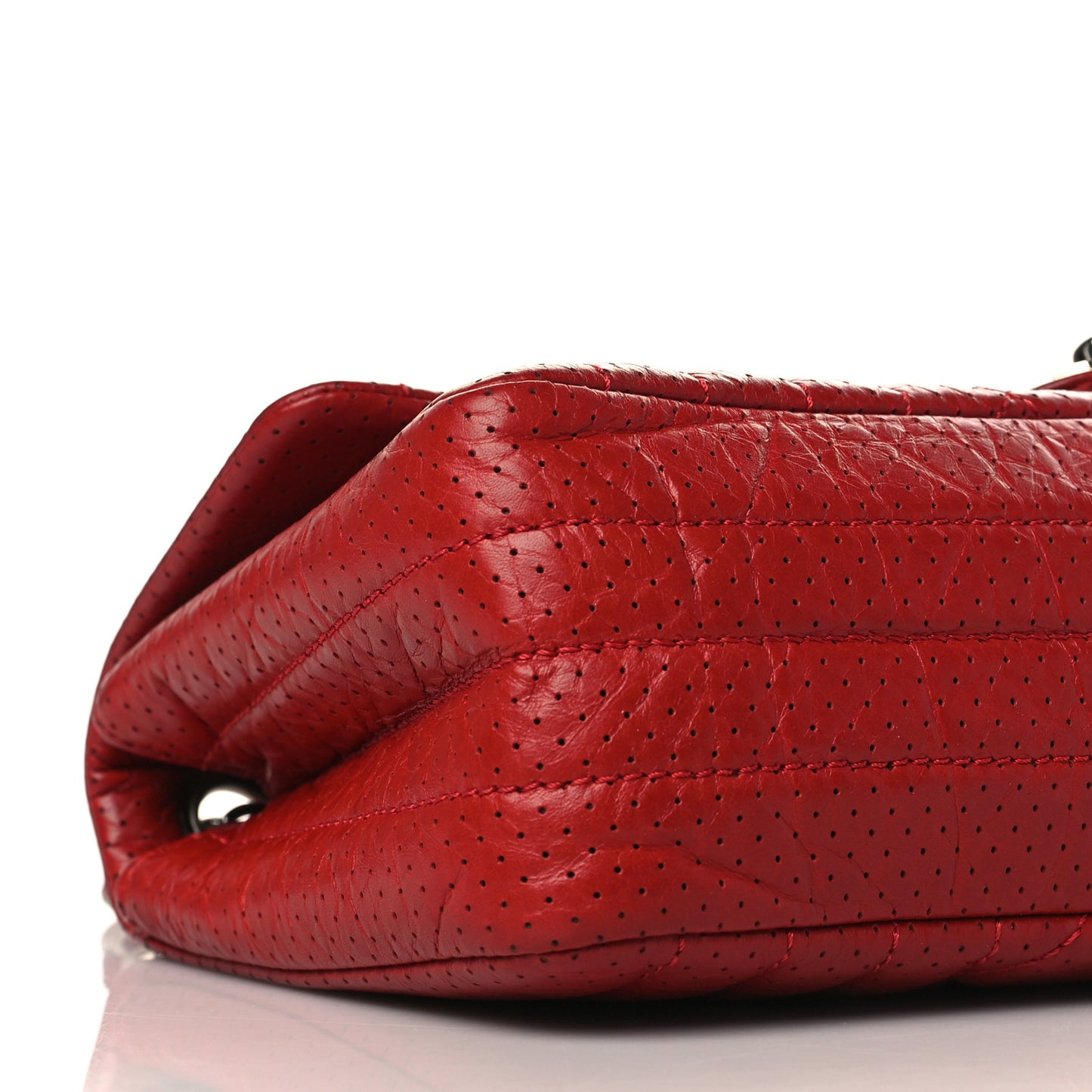 Aged Calfskin Perforated Flap Red
