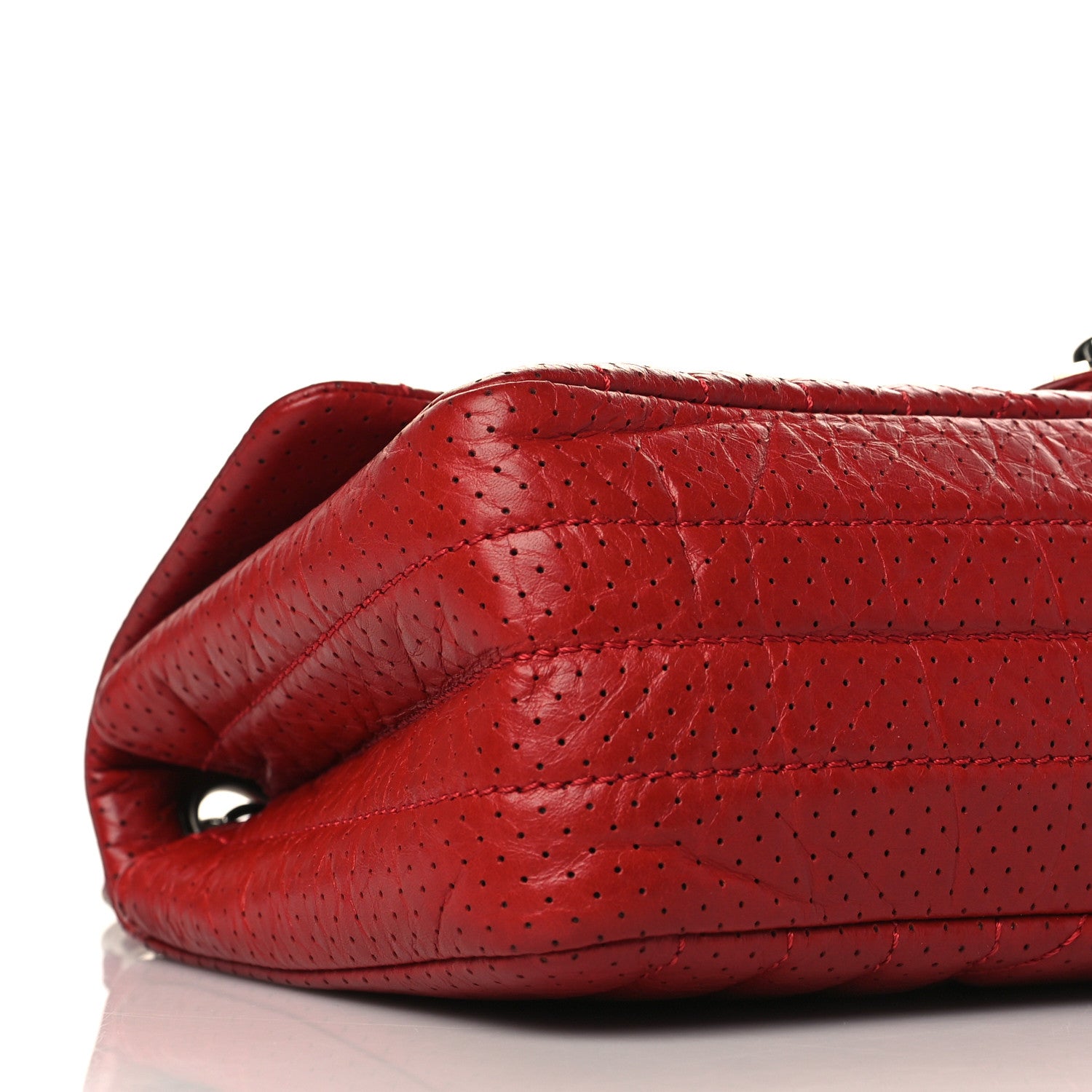 Chanel Aged Calfskin Perforated Flap Red 8 of 10