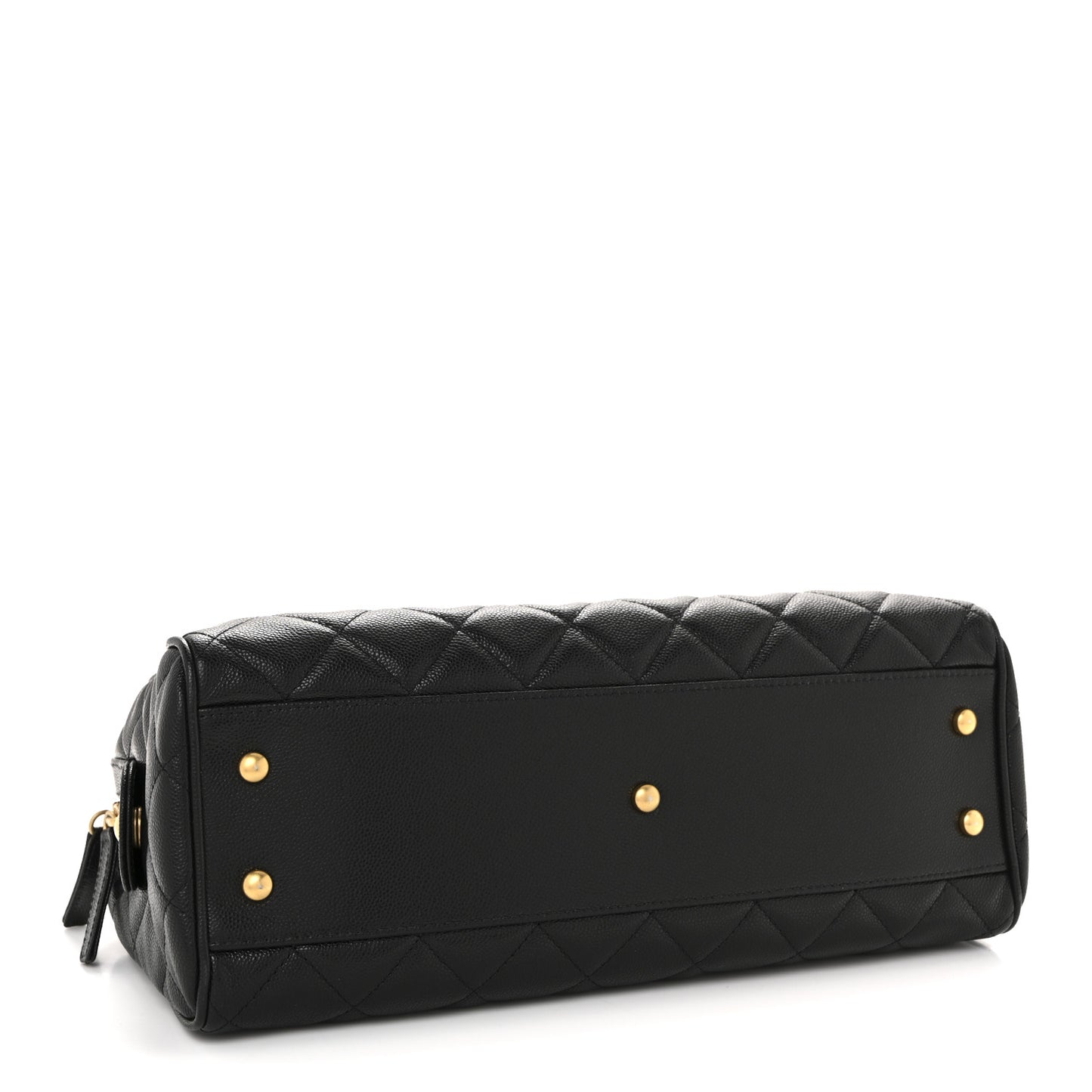Caviar Quilted Large Bowling Bag Black