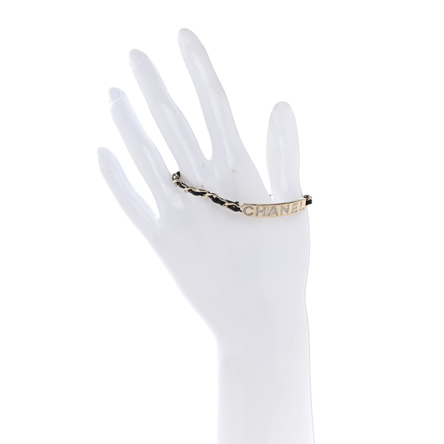 Chanel Metal Lambskin Crystal Sergeant Chanel Bracelet Gold 2 of 6
