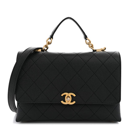 Chanel Caviar Diamond Stitched Small Top Handle Flap Black 1 of 11