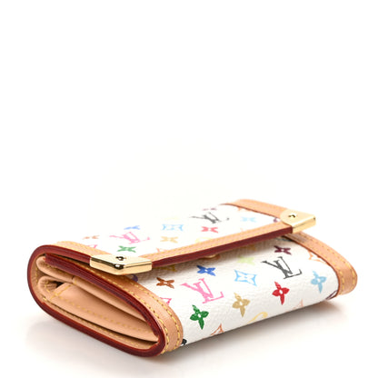 Louis Vuitton Monogram Multicolor Porte-Monnaie Plat Coin Purse White 4 of 7