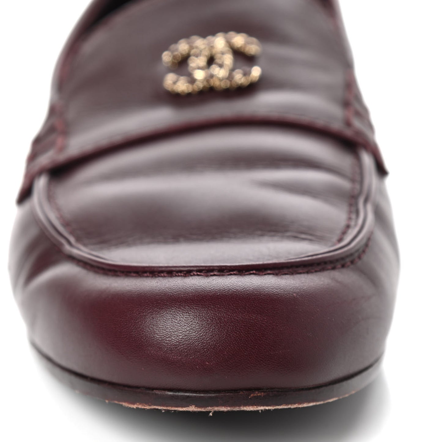 Calfskin CC Chain Mocassin Loafers 42 Burgundy