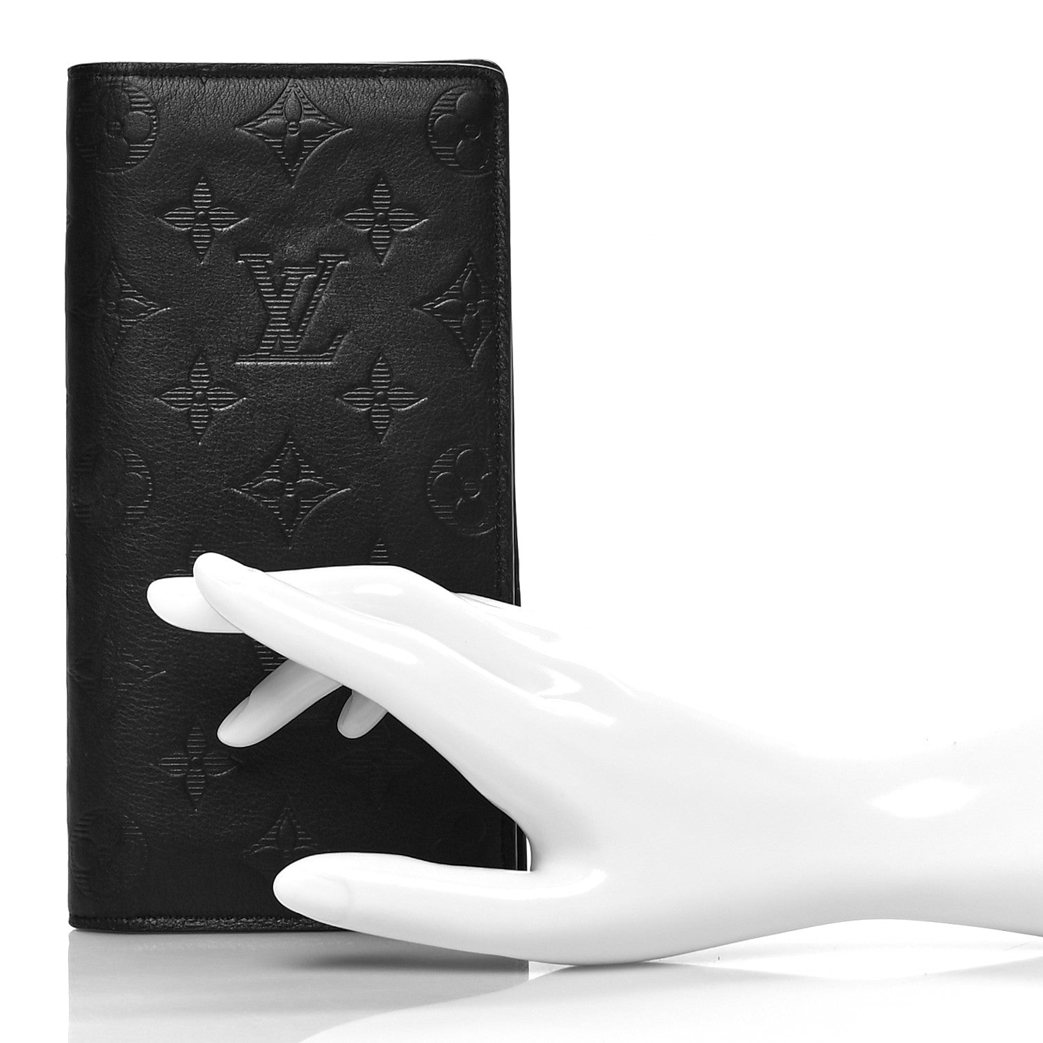 Louis Vuitton Calfskin Monogram Shadow Brazza Wallet Black 2 of 8