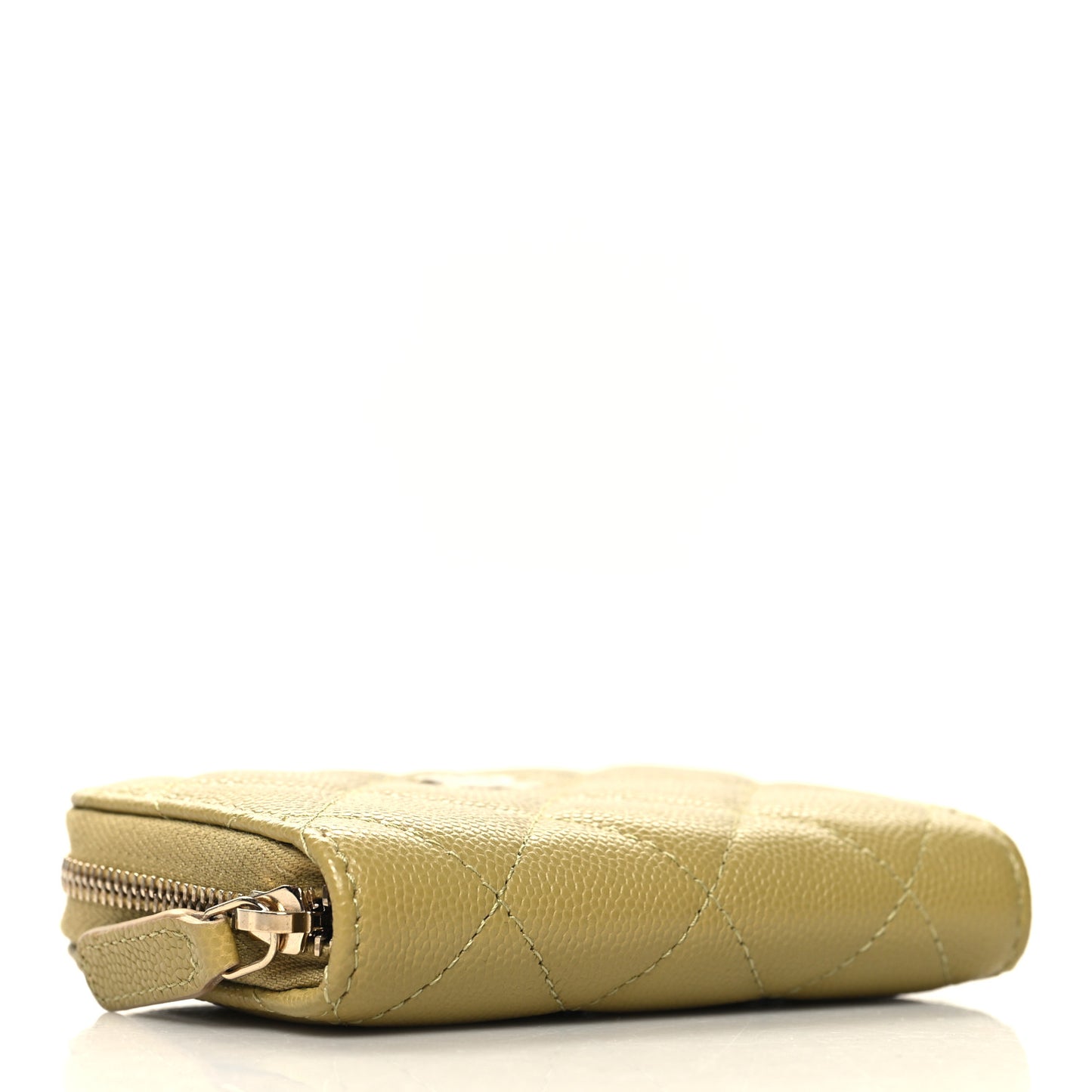 Caviar Quilted Zip Around Coin Purse Wallet Light Green