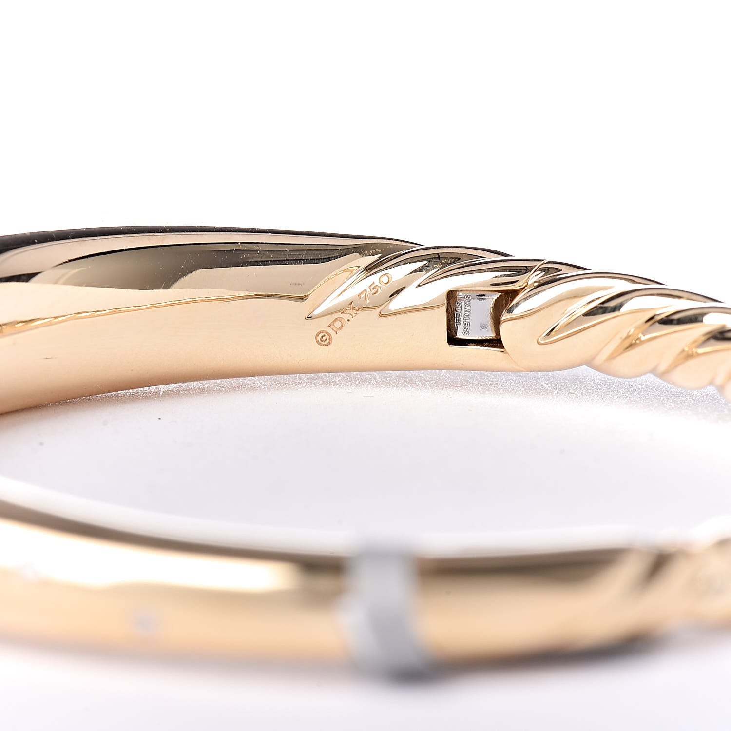 David Yurman 18K Yellow Gold Diamond 9.5mm Pure Form Smooth Bracelet 4 of 5
