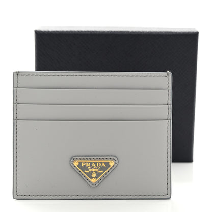 Prada Calfskin Triangle Card Holder Granite Gray 8 of 8