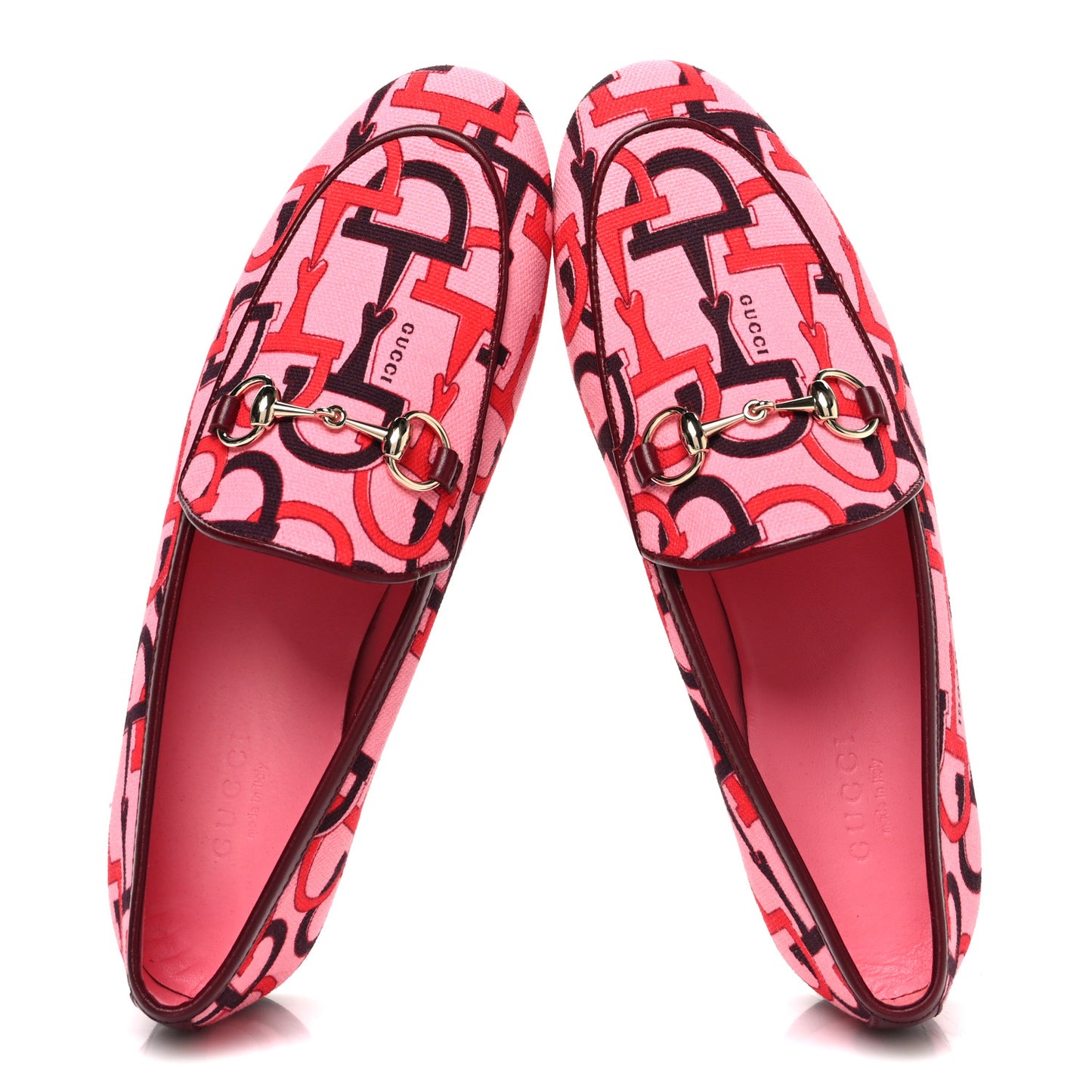 Betis Glamour Canvas Horsebit Print Womens Jordaan Loafers 35.5 Pink Rosso Ancora
