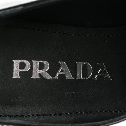 Prada Spazzolato Metal Triangle Logo 50mm Loafers 35 Black 7 of 9