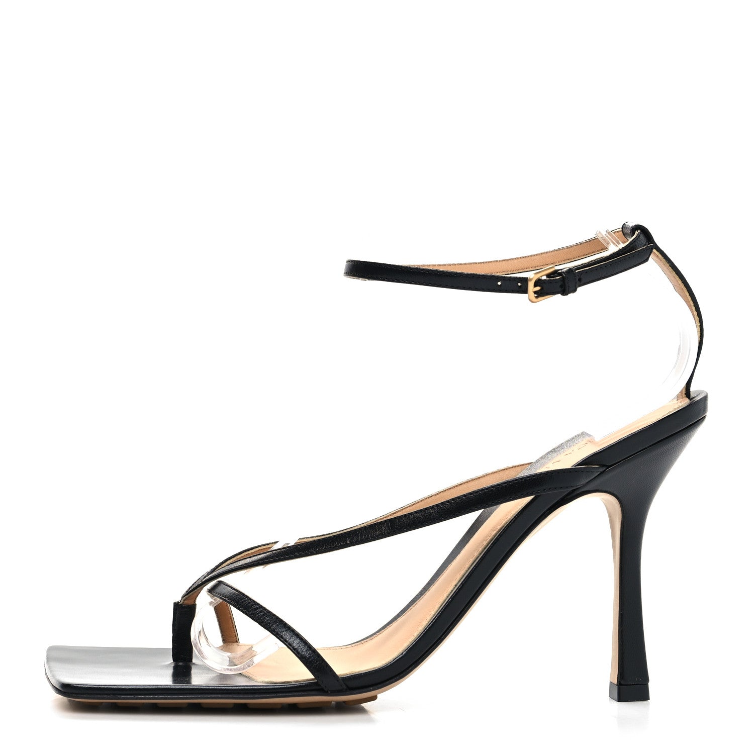 Bottega Veneta Lambskin Stretch Multi Strap Sandals 40 Black 1 of 8