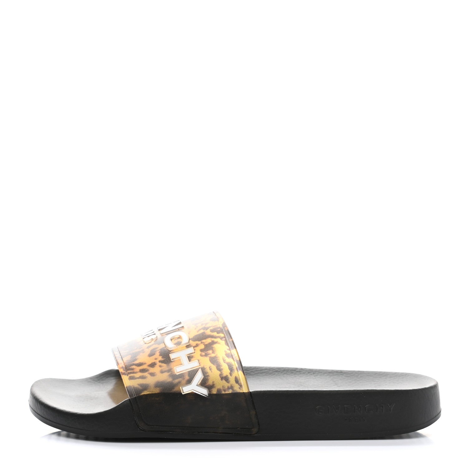 Givenchy Rubber Logo Pool Slide Sandals 38 Yellow Black 1 of 9