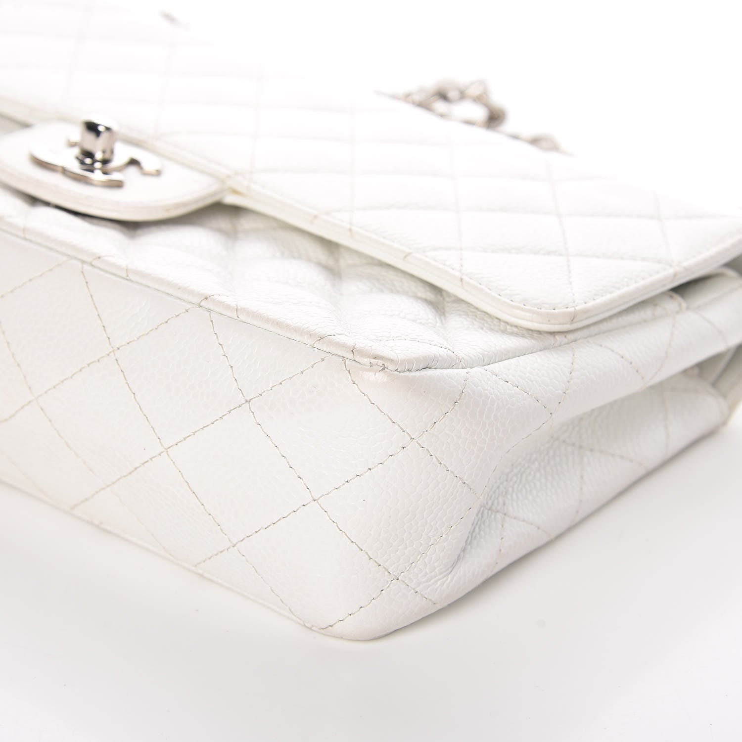 Chanel Caviar Quilted Medium Double Flap White 6 of 12
