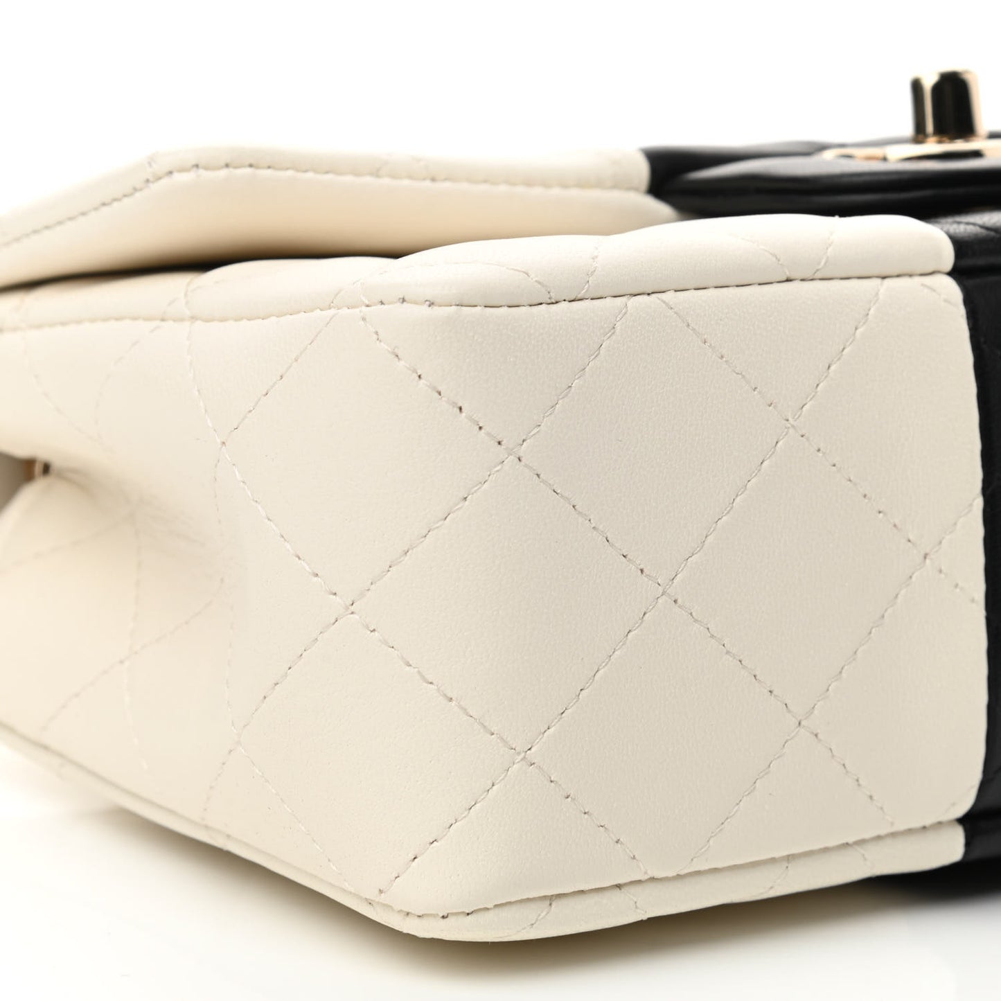 Lambskin Quilted Mini Rectangular Flap White Black
