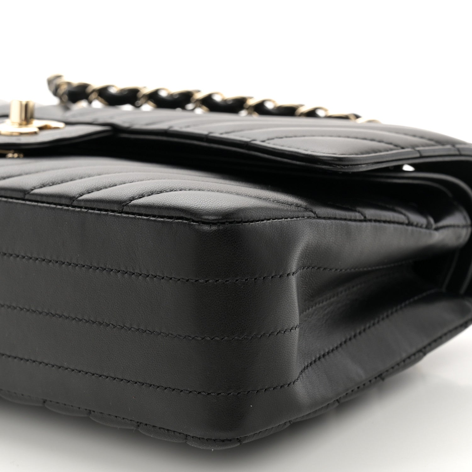 Chanel Lambskin Chevron Quilted Medium Double Flap Black 10 of 10