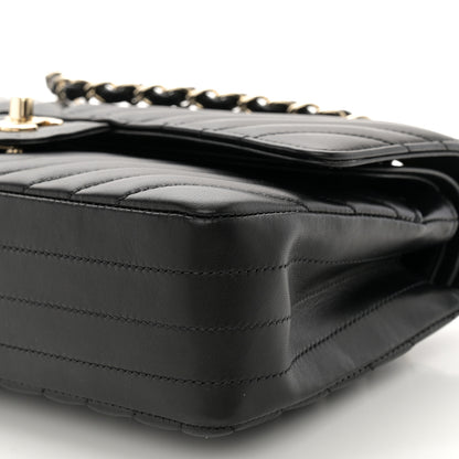 Chanel Lambskin Chevron Quilted Medium Double Flap Black 10 of 10