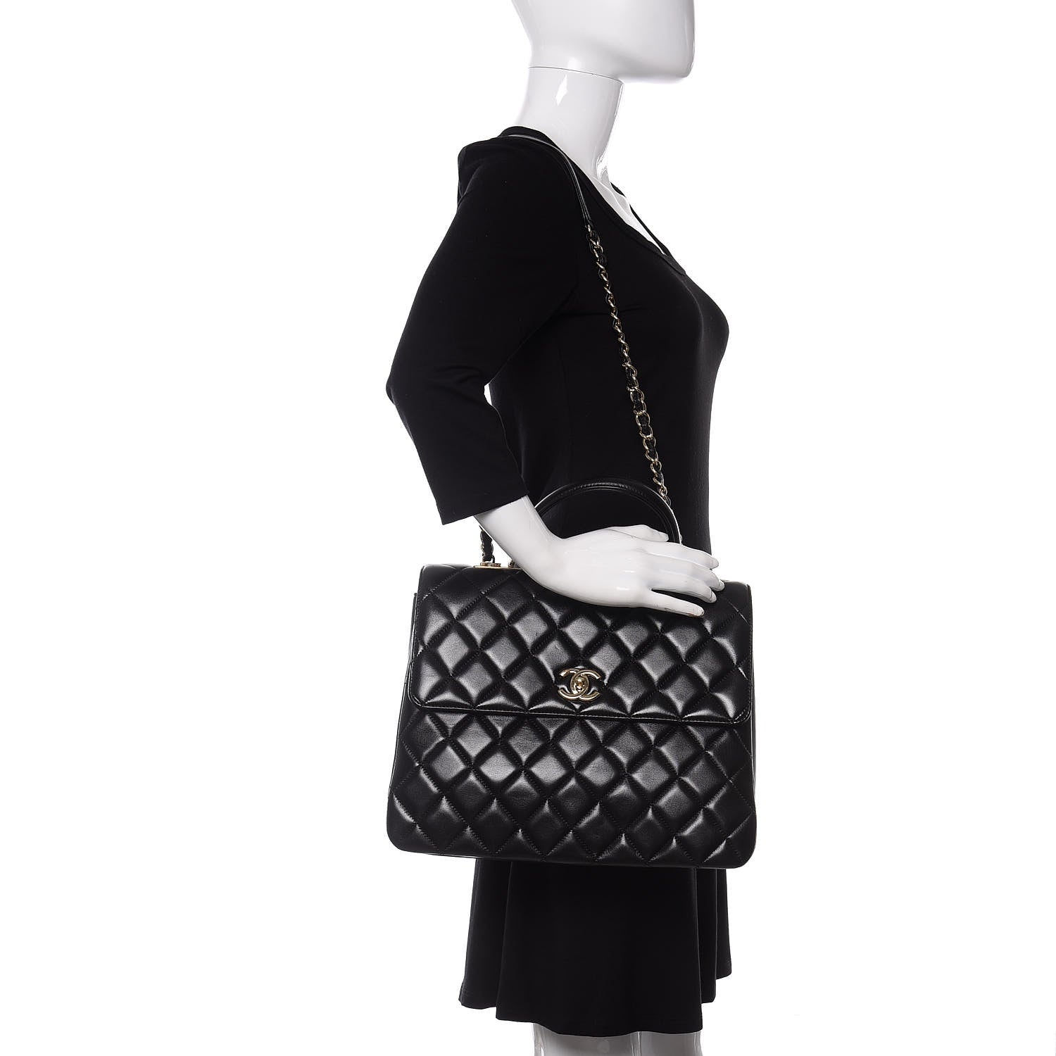 Chanel Lambskin Quilted Large Trendy CC Dual Handle Flap Bag Black 3 of 12