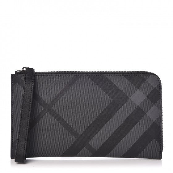 London Check Large Travel Wallet Black