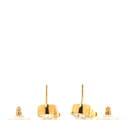 Chanel Crystal Tag Drop Earrings Gold Gold 3 of 5
