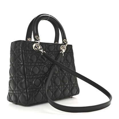 Christian Dior Lambskin Cannage Medium Lady Dior Black 3 of 15