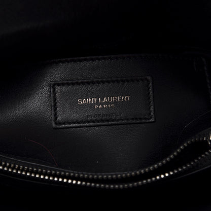Saint Laurent Sheepskin Matelasse Chevron Monogram Medium College Bag Black 6 of 10