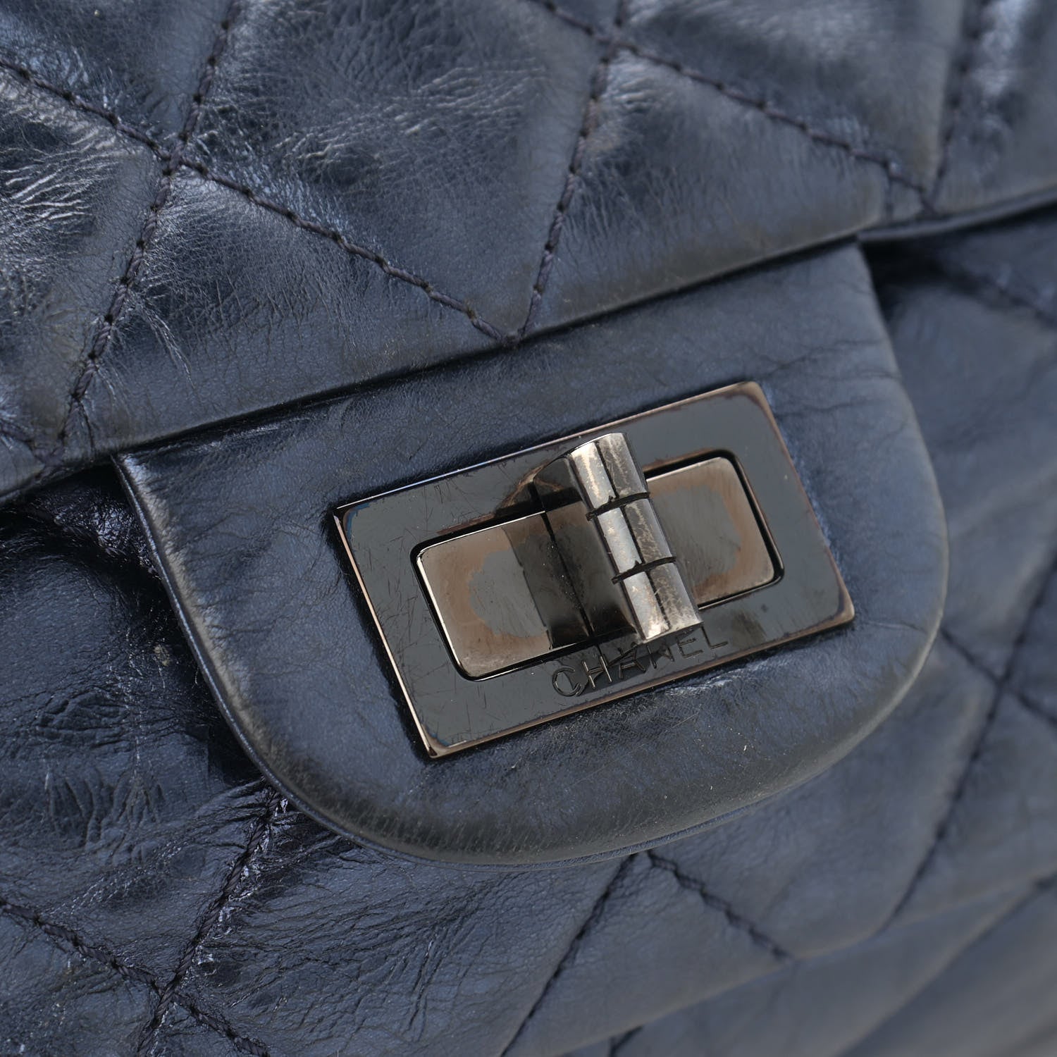 Chanel Aged Calfskin Quilted 2.55 Reissue 227 Flap Marine 15 of 16