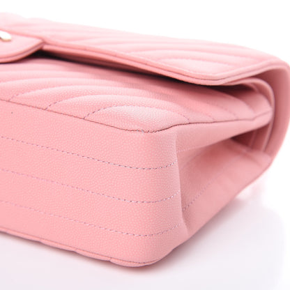 Chanel Caviar Chevron Quilted Medium Double Flap Pink 9 of 9