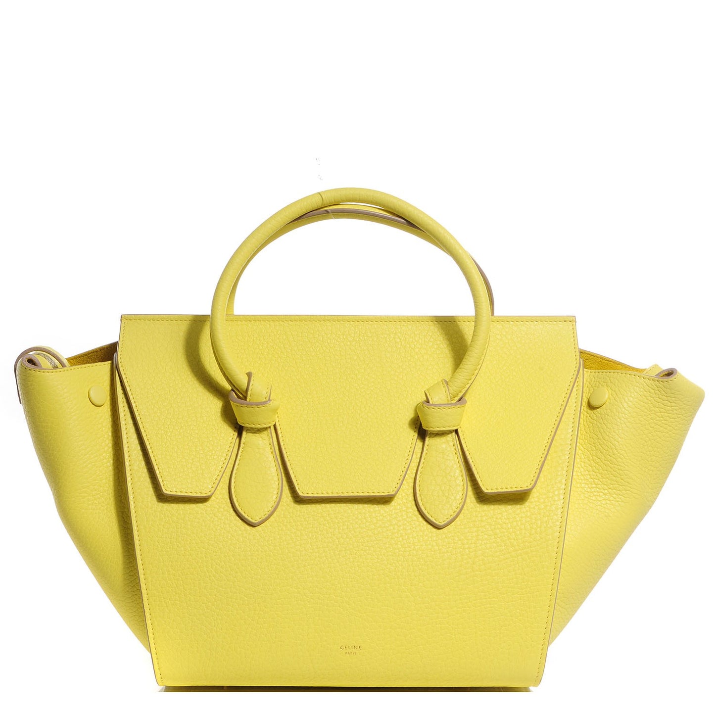Crisped Calfskin Mini Tie Knot Tote Fluorescent Yellow
